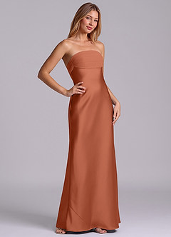 Azazie Ailanie Bridesmaid Dresses Cedar Rose Sheath Strapless Stretch Satin Dress image5