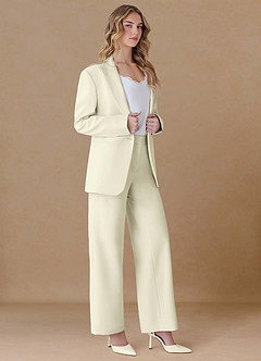 front Amelia Ivory Refined Weave Performance Oversized 2-Piece Suit