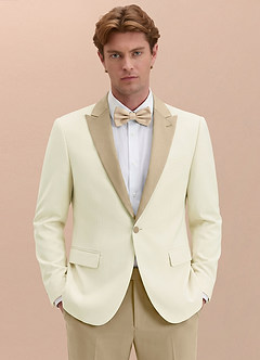 front Adrian Champagne Shawl Lapel Structured Stretch Tuxedo Jacket