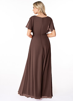 Azazie Aaliyah Modest Bridesmaid Dresses A-Line Scoop Pleated Chiffon Floor-Length Dress image2