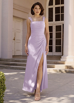 Azazie Jesaphine Bridesmaid Dresses Frosted Lilac Sheath Bow Chiffon Dress image2