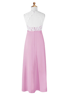 Azazie Rana Junior Candy Pink A-Line Lace Chiffon Dress image6