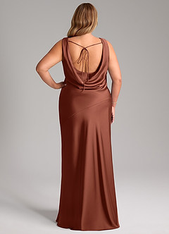 Azazie Rylina Bridesmaid Dresses Clay Mermaid Stretch Satin Dress image8