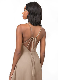 Azazie Everleigh Bridesmaid Dresses Taupe A-Line Sweetheart Pleated Chiffon Dress image3