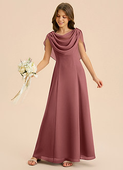 Azazie Lambie Junior Amethyst A-Line Pleated Chiffon Dress image6