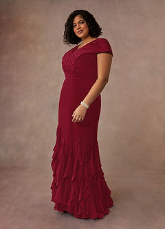 Azazie Bailora Mother of the Bride Dresses Burgundy Mermaid Ruched Chiffon Dress image7