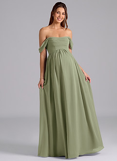 Azazie Saige Maternity Bridesmaid Dresses A-Line Pleated Chiffon Floor-Length Dress image4
