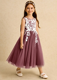 Azazie Sundae Flower Girl Dresses Desert Rose Ball-Gown Lace Dress image4