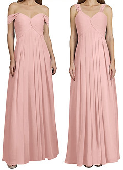 Azazie Kaitlynn Vestidos de madrinha de casamento Vestido Pó Rosa de Chiffon de Império com Ruched image8