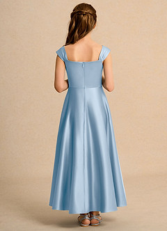 Azazie Bundle Girls Formal Flower Girl Dresses Powder Blue A-Line Pleated Matte Satin Dress image2