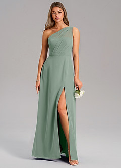 Azazie Phaedra Jurken voor bruidsmeisjes Jurk van Chiffon met A-Lijn One-Shoulder Zilveren Salie image3