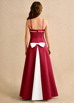 Azazie Izel Girls Formal Flower Girl Dresses Ivory Scarlet A-Line Pleated Matte Satin Dress image7