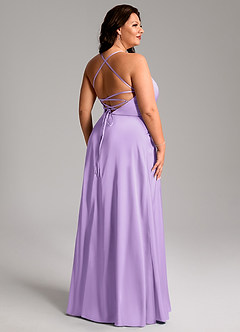 Azazie Mei Bridesmaid Dresses Lilac A-Line V-Neck Stretch Satin Dress image11