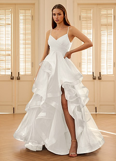 Carmencita White A-line Ruffles Prom Dress image6