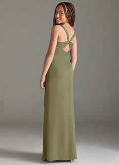 Azazie Mero Junior Pistachio Mermaid Pleated Stretch Satin Dress image2