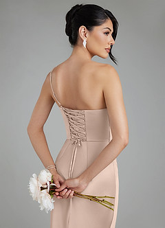 Azazie Sabrina Brautjungfernkleider Meerjungfrau-Linie Korsett Stretch-Satin Kleid Englisches Rosa image4