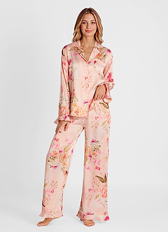 front Ensemble pyjama à manches longues imprimé à volants