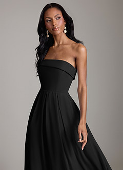 Azazie Lucienne Bridesmaid Dresses Black A-Line Strapless Chiffon Convertible Dress image4