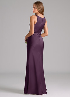 Azazie Allettie Bridesmaid Dresses Plum Mermaid Stretch Satin Dress image2
