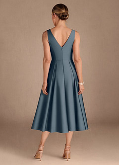 Azazie Fulton Mother of the Bride Dresses Twilight A-Line Pleated Stretch Satin Dress image3
