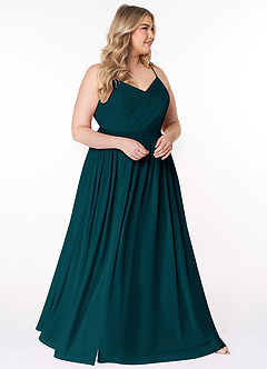 Azazie Cora Abiti da Damigella Abito A-Line in Chiffon Plissettato Pino image9