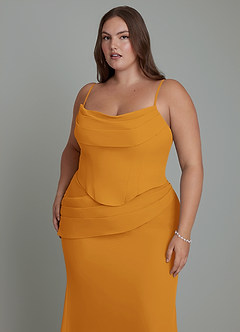 Azazie Sorrel Bridesmaid Dresses Butterscotch Mermaid Corset Chiffon Dress image17