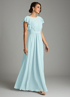 Azazie Daphne Modest Bridesmaid Dresses A-Line Ruffled Chiffon Floor-Length Dress image4