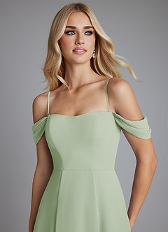 Azazie Seriana Bridesmaid Dresses Dusty Sage A-Line Off the Shoulder Chiffon Dress image7