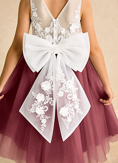 Azazie Lina Flower Girl Dresses Ivory Merlot Ball-Gown Lace Dress image7