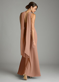 Azazie Saylor Brudtärnklänningar Klä av Sjöjungfru i Chiffong Axelbandslös Champagne Ros image9