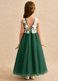 Azazie Mixie Flower Girl Dresses Dark Green Ball-Gown Lace Dress image4