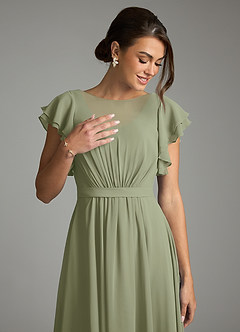 Azazie Daphne Modest Bridesmaid Dresses A-Line Ruffled Chiffon Floor-Length Dress image5