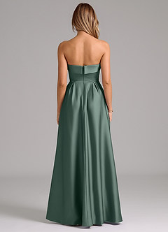 Azazie Lucienne Bridesmaid Dresses Sea Moss A-Line Strapless Stretch Satin Convertible Dress image7