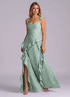Azazie Sloane Bridesmaid Dresses Agave A-Line Sweetheart Neckline Floral Burnout Dress image3