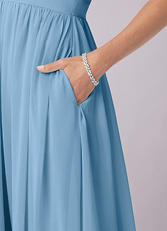 Barbie ♥ Azazie Bridesmaid Dresses Steel Blue A-Line Corset Chiffon Dress image8