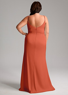 Azazie Deandra Bridesmaid Dresses Rust Mermaid Pleated Stretch Satin Dress image8