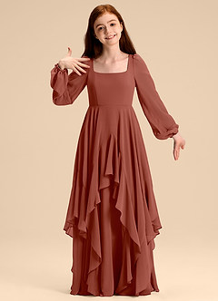 Azazie Clara Junior Robe Trapèze en Mousseline de soie Blouson Auburn image3