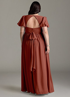 Azazie Madisynn Vestidos de dama de honra para maternidade Vestido Arco Comprimento do chão Chiffon image6