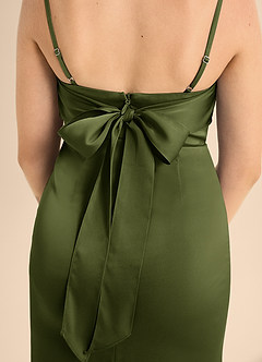 Azazie Mai Junior Olive A-Line Sweetheart Neckline Stretch Satin Dress image6