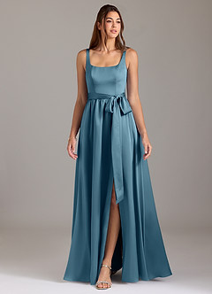 Azazie Elliott Bridesmaid Dresses Bermuda A-Line with Pockets Stretch Satin Dress image3