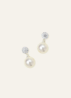 front Boucles d'oreilles pendantes en perles et zirconiums