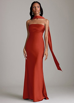 Azazie Saylor Brudtärnklänningar Klä av Sjöjungfru i Stretch Satin Axelbandslös Rost image9