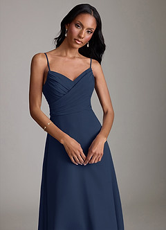 Azazie Kali Bridesmaid Dresses Dark Navy A-Line Pleated Chiffon Dress image5
