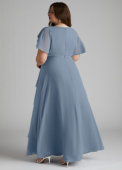 Azazie Aaliyah Modest Bridesmaid Dresses A-Line Scoop Pleated Chiffon Floor-Length Dress image9