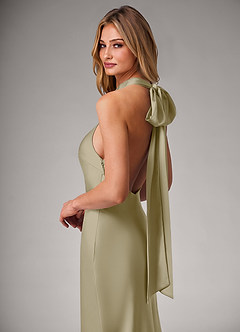 Azazie Velli Brautjungfernkleider Meerjungfrau-Linie Stretch-Satin Kleid Moosgrün image2