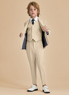 front Oliver Tan Boys 5-Piece Suit with Pre-tie