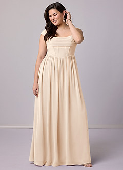 Barbie ♥ Azazie Bridesmaid Dresses White Alabaster A-Line Corset Chiffon Dress image17
