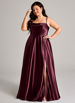 Azazie Elle Suknie dla druhen Linia A z kieszeniami Metaliczny satynowy Do ziemi Sukienka image10