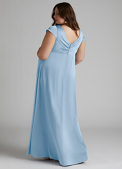 Azazie Allessia Robes de demoiselle d'honneur de maternité Robe Trapèze Plissée Longueur ras du sol Satin extensible image9