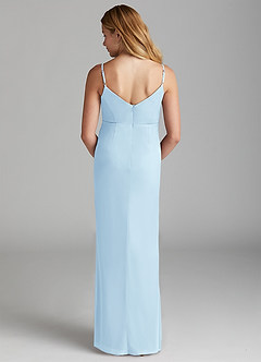 Azazie Deandra Junior Sky Blue Sheath Mesh Dress image2